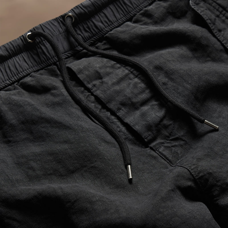 Textured Linen Flight Short in Black | James Perse Los Angeles