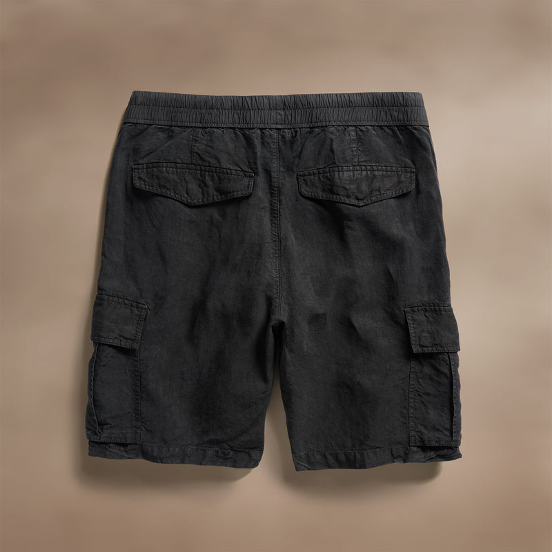 Textured Linen Flight Short in Black | James Perse Los Angeles