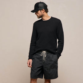 Stretch Cotton Crew Sweater in Black | James Perse Los Angeles