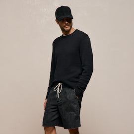 Stretch Cotton Crew Sweater in Black | James Perse Los Angeles