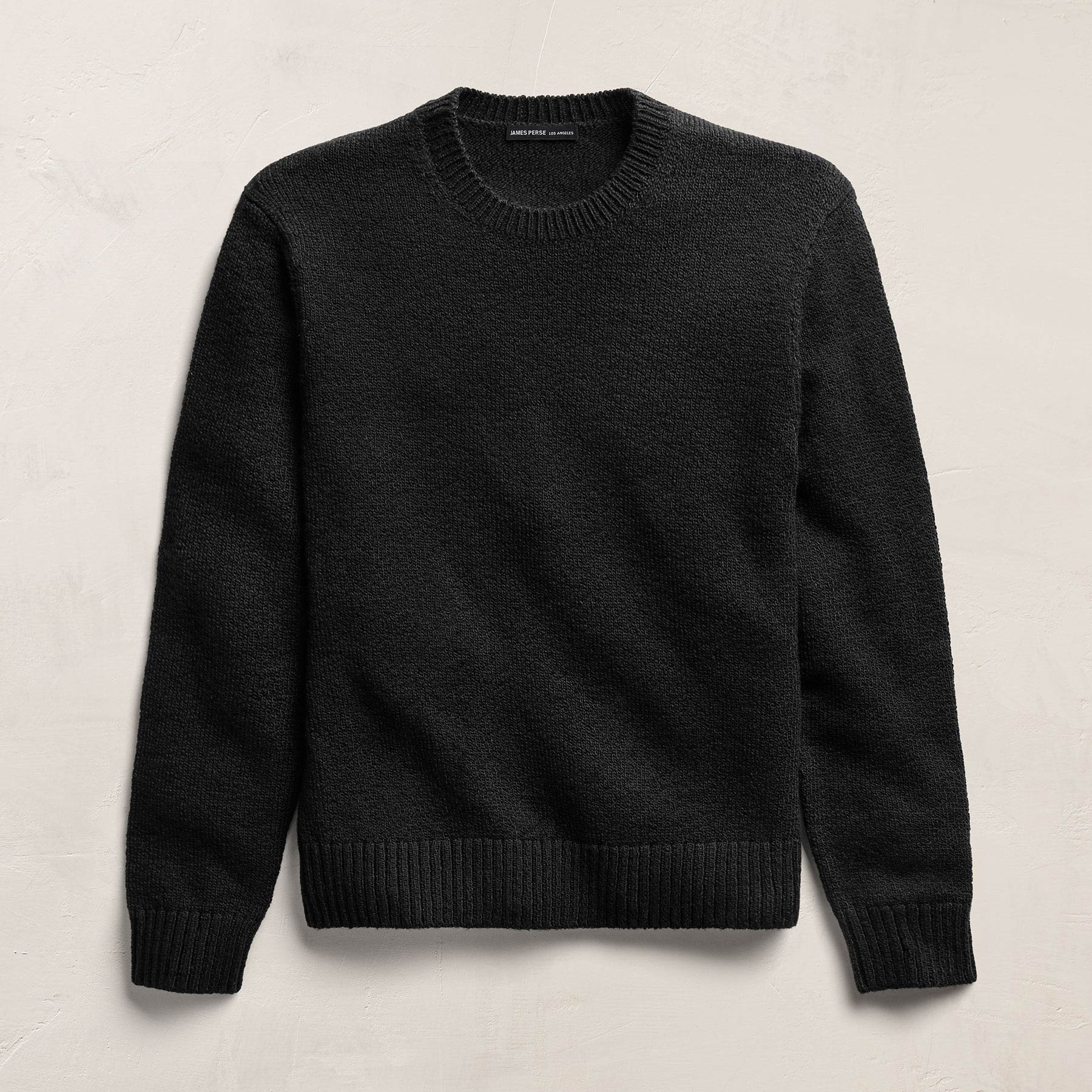 Stretch Cotton Crew Sweater in Black | James Perse Los Angeles