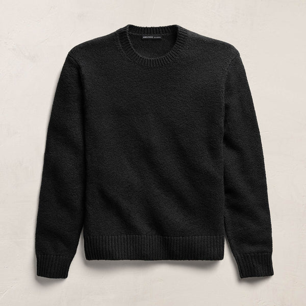Stretch Cotton Crew Sweater in Black | James Perse Los Angeles