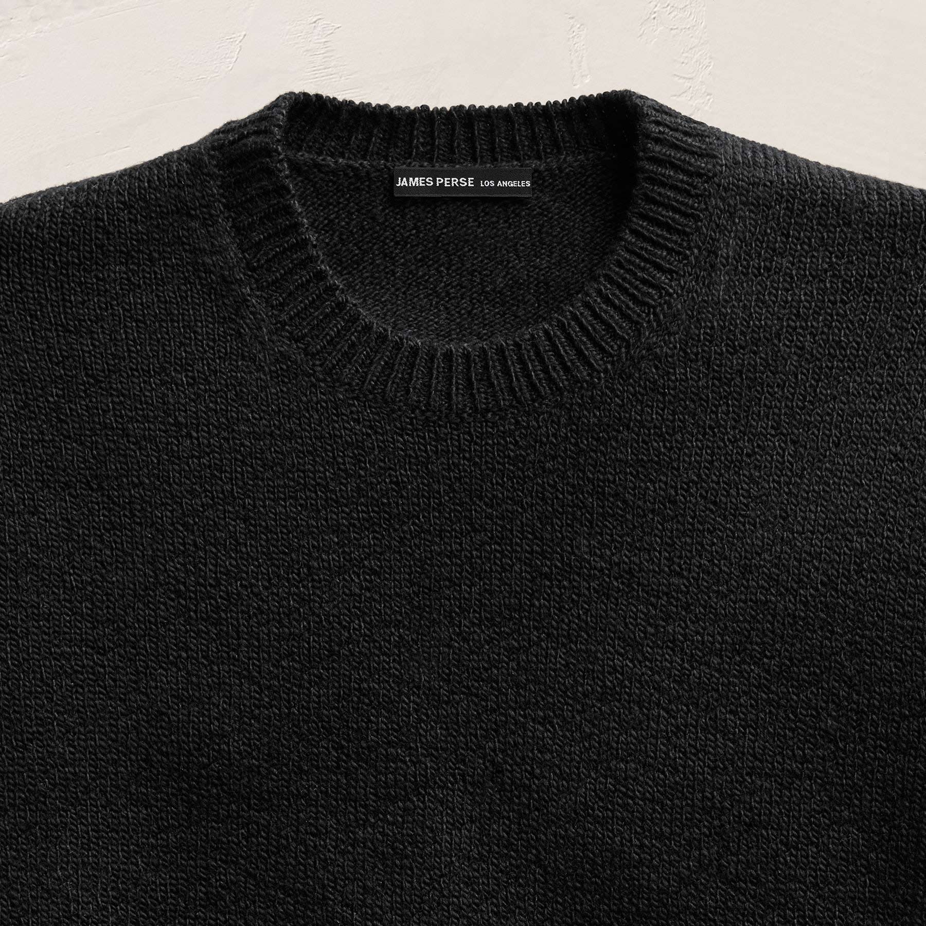 Stretch Cotton Crew Sweater in Black | James Perse Los Angeles