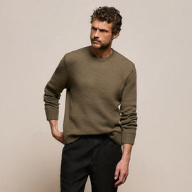 Stretch Cotton Crew Sweater in Light Olive | James Perse Los Angeles