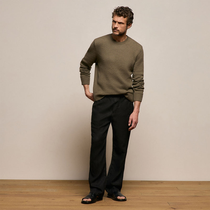 Stretch Cotton Crew Sweater in Light Olive | James Perse Los Angeles