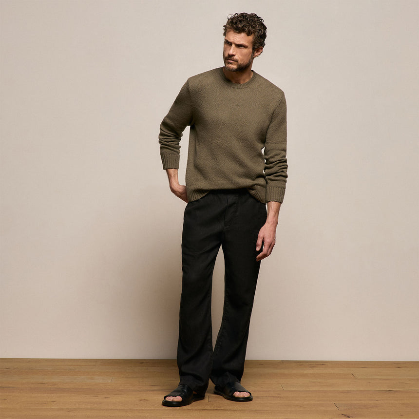 Stretch Cotton Crew Sweater in Light Olive | James Perse Los Angeles
