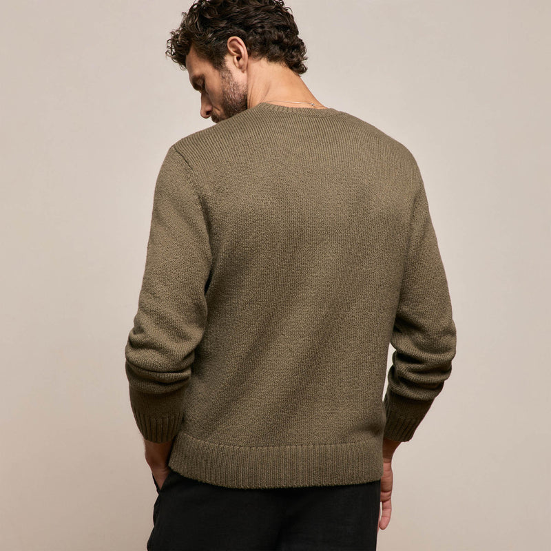 Stretch Cotton Crew Sweater in Light Olive | James Perse Los Angeles