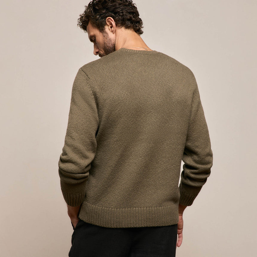 Stretch Cotton Crew Sweater in Light Olive | James Perse Los Angeles