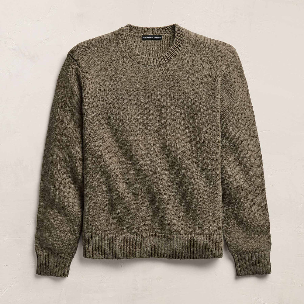 Stretch Cotton Crew Sweater in Light Olive | James Perse Los Angeles
