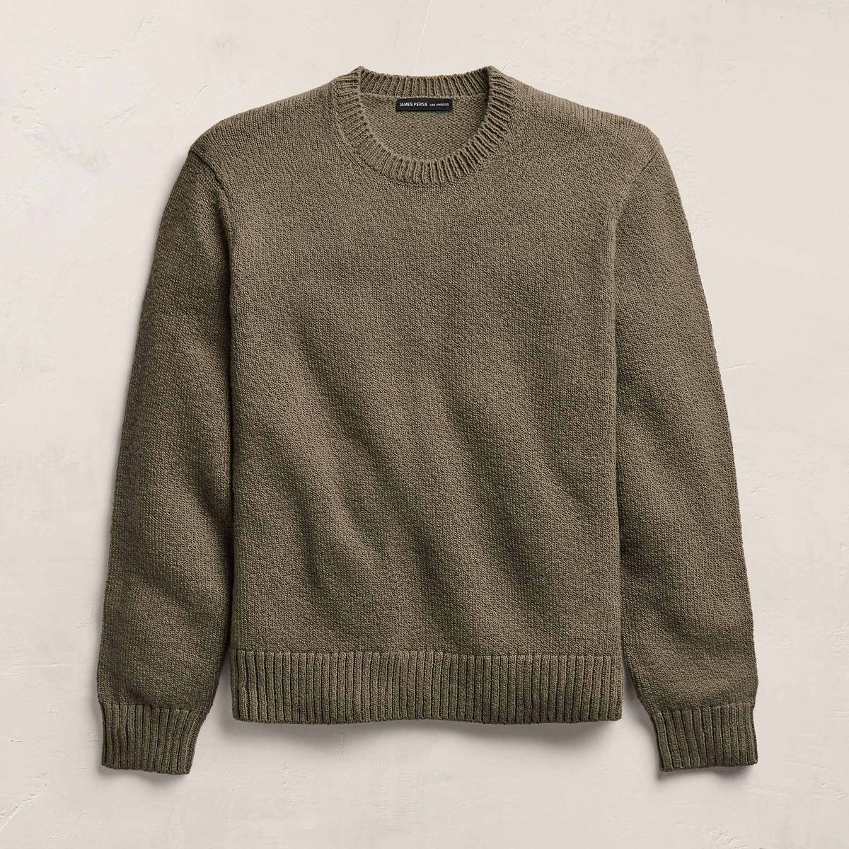 Stretch Cotton Crew Sweater in Light Olive | James Perse Los Angeles