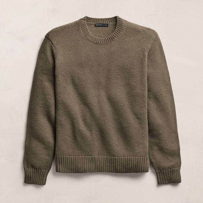 Stretch Cotton Crew Sweater in Light Olive | James Perse Los Angeles