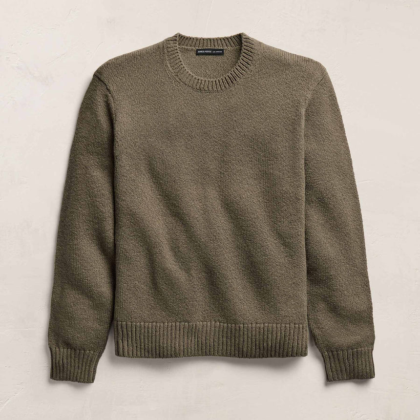 Stretch Cotton Crew Sweater in Light Olive | James Perse Los Angeles