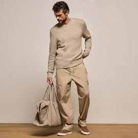 Stretch Cotton Crew Sweater in Taupe | James Perse Los Angeles