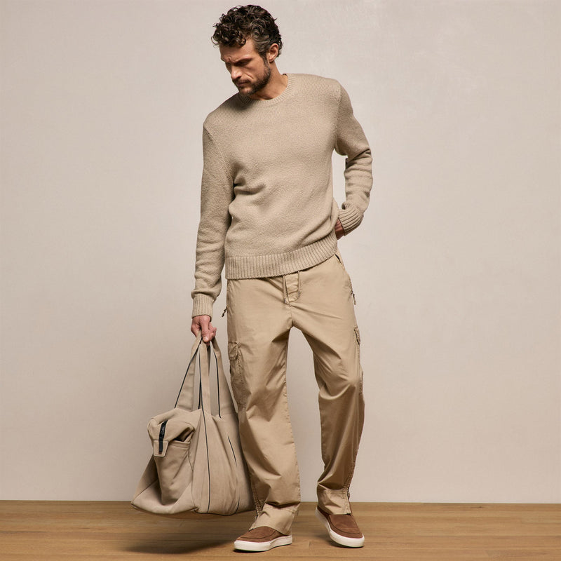 Stretch Cotton Crew Sweater in Taupe | James Perse Los Angeles