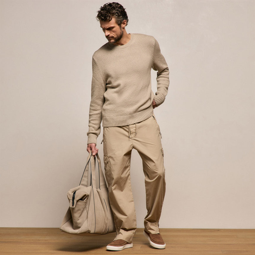Stretch Cotton Crew Sweater in Taupe | James Perse Los Angeles