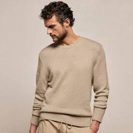 Stretch Cotton Crew Sweater in Taupe | James Perse Los Angeles