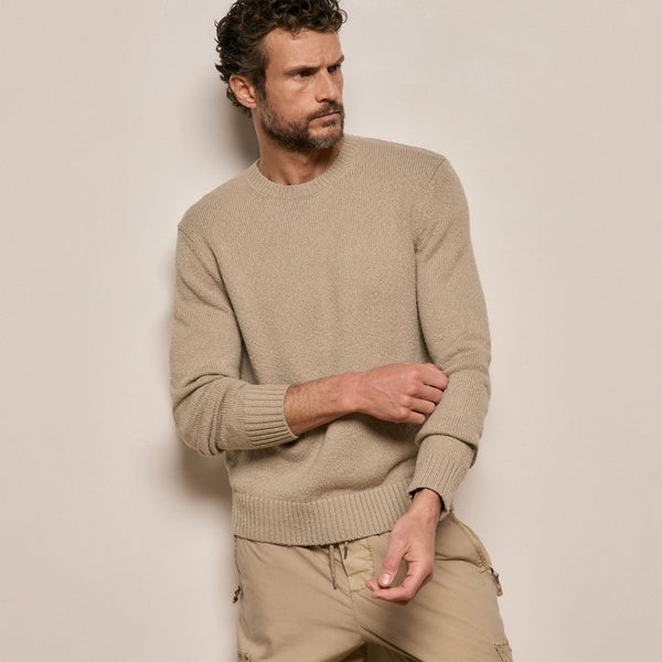 Stretch Cotton Crew Sweater in Taupe | James Perse Los Angeles