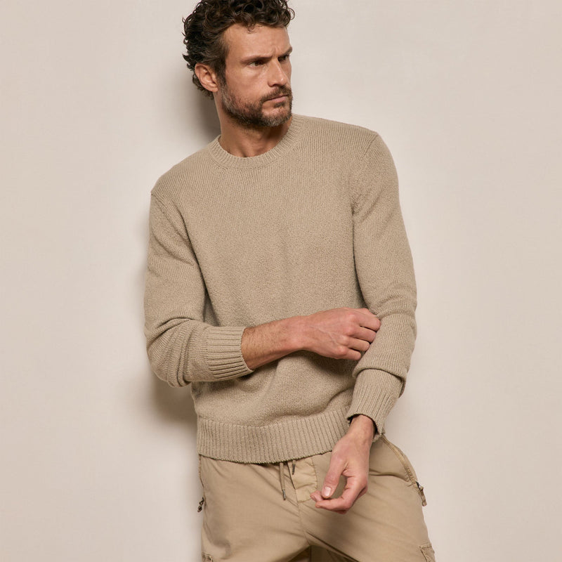 Stretch Cotton Crew Sweater in Taupe | James Perse Los Angeles