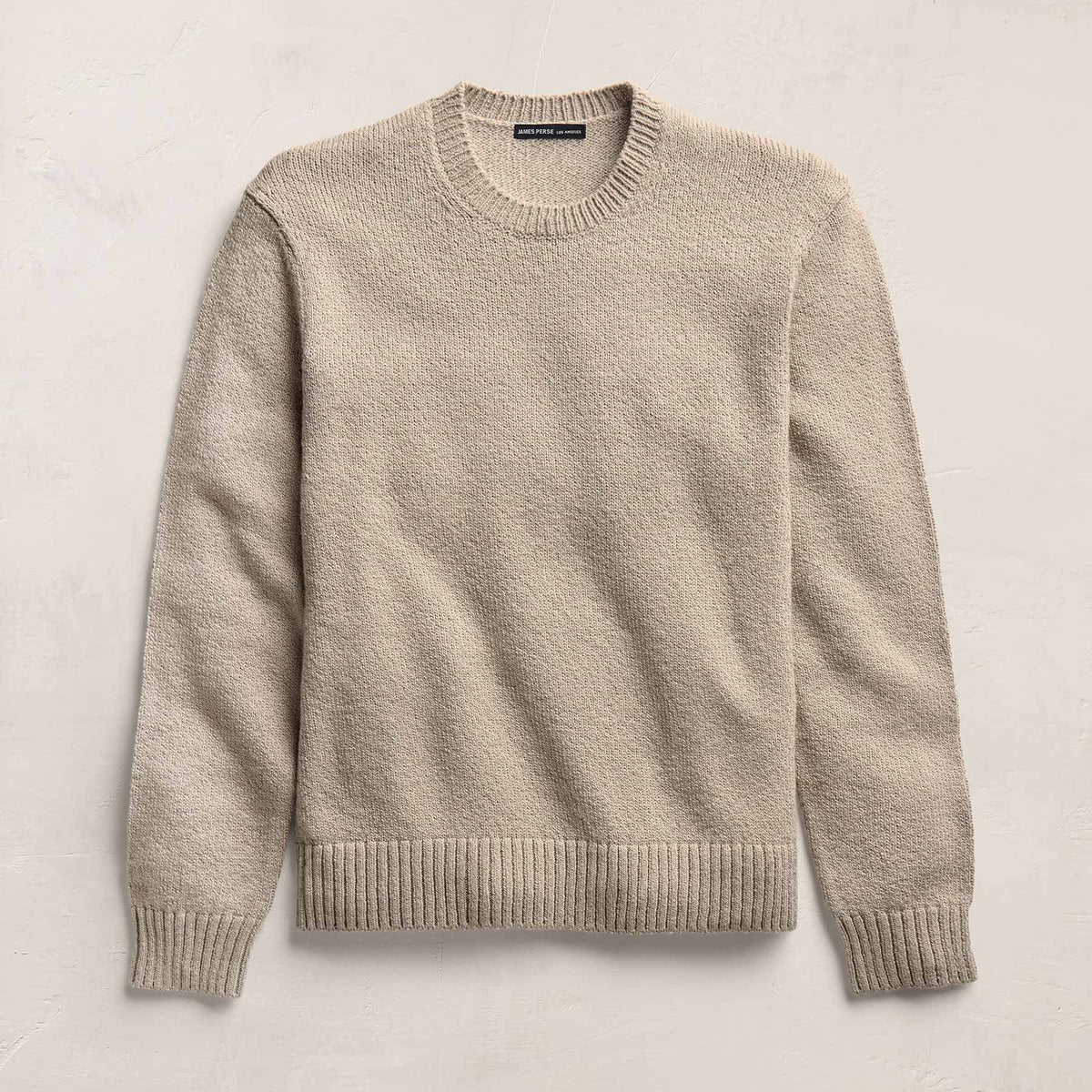 Stretch Cotton Crew Sweater in Taupe | James Perse Los Angeles