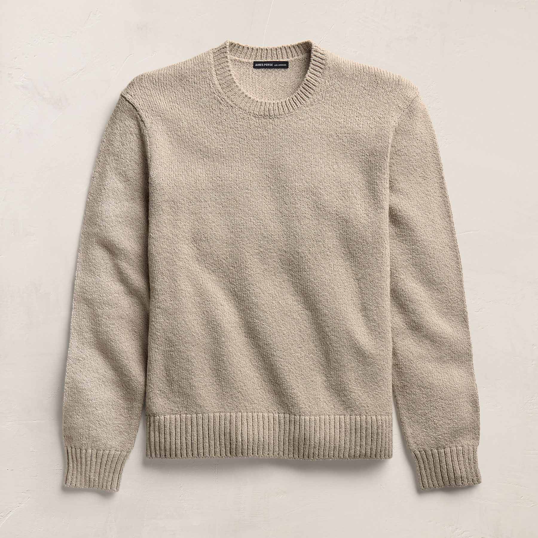 Stretch Cotton Crew Sweater in Taupe | James Perse Los Angeles