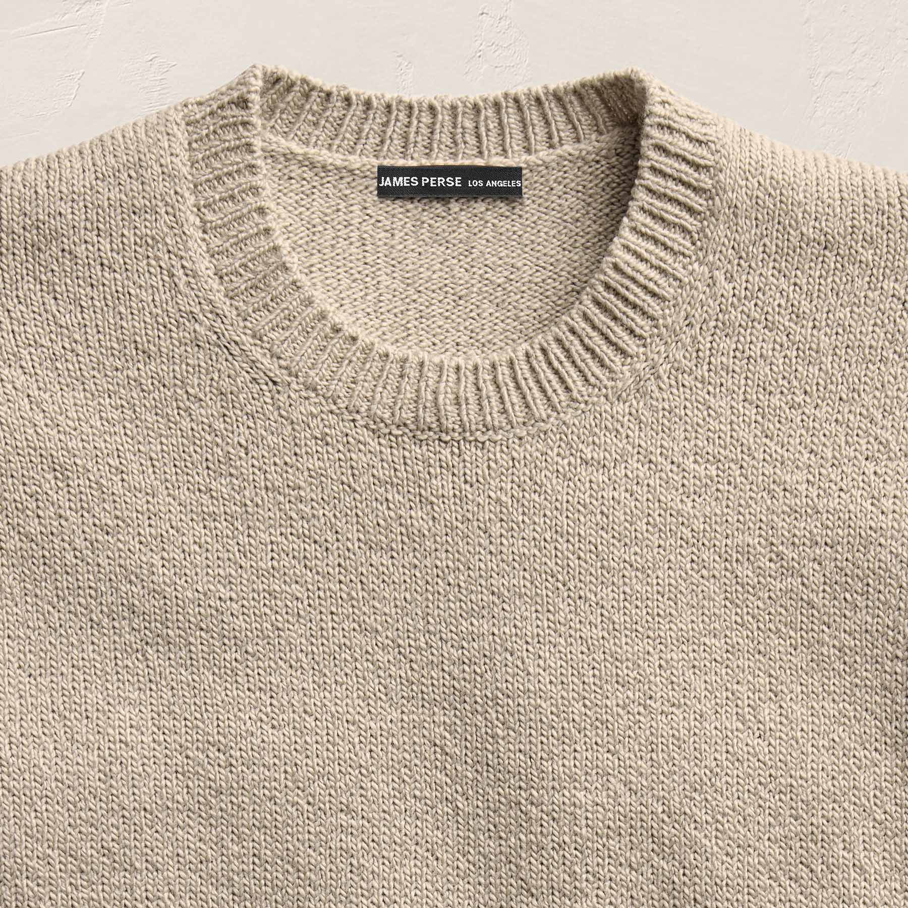 Stretch Cotton Crew Sweater in Taupe | James Perse Los Angeles