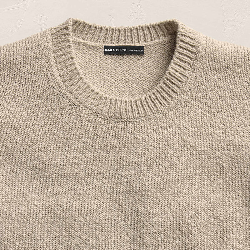Stretch Cotton Crew Sweater in Taupe | James Perse Los Angeles