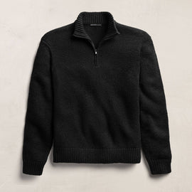 Stretch Cotton Knit Pullover in Black | James Perse Los Angeles