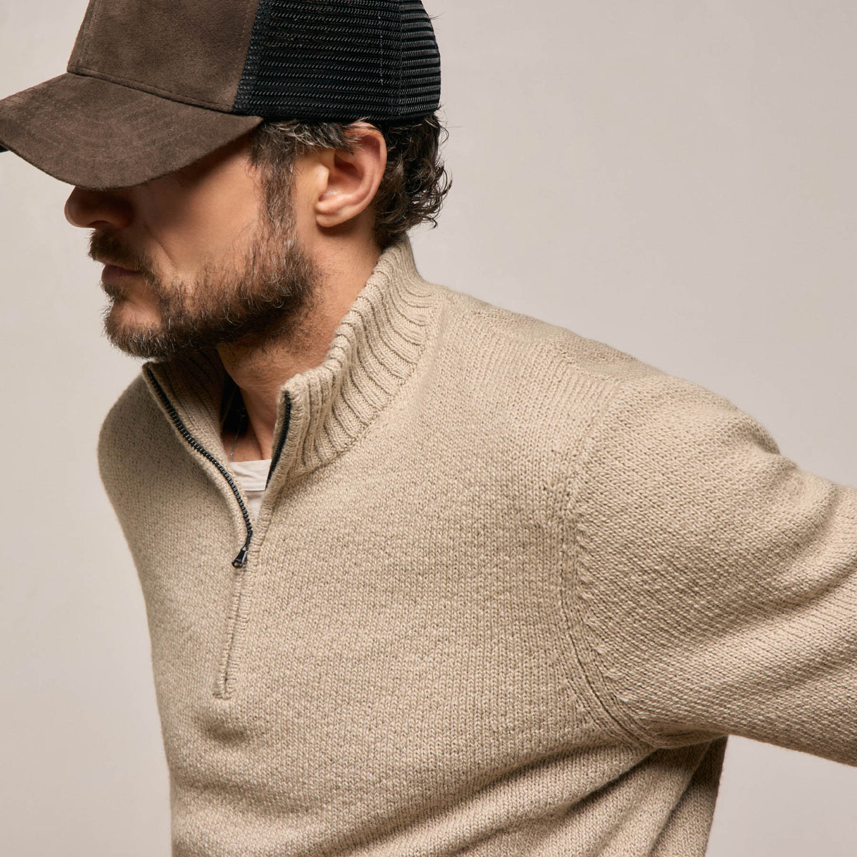 Stretch Cotton Knit Pullover in Taupe | James Perse Los Angeles