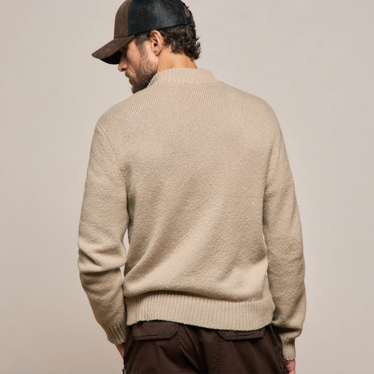 Stretch Cotton Knit Pullover in Taupe | James Perse Los Angeles