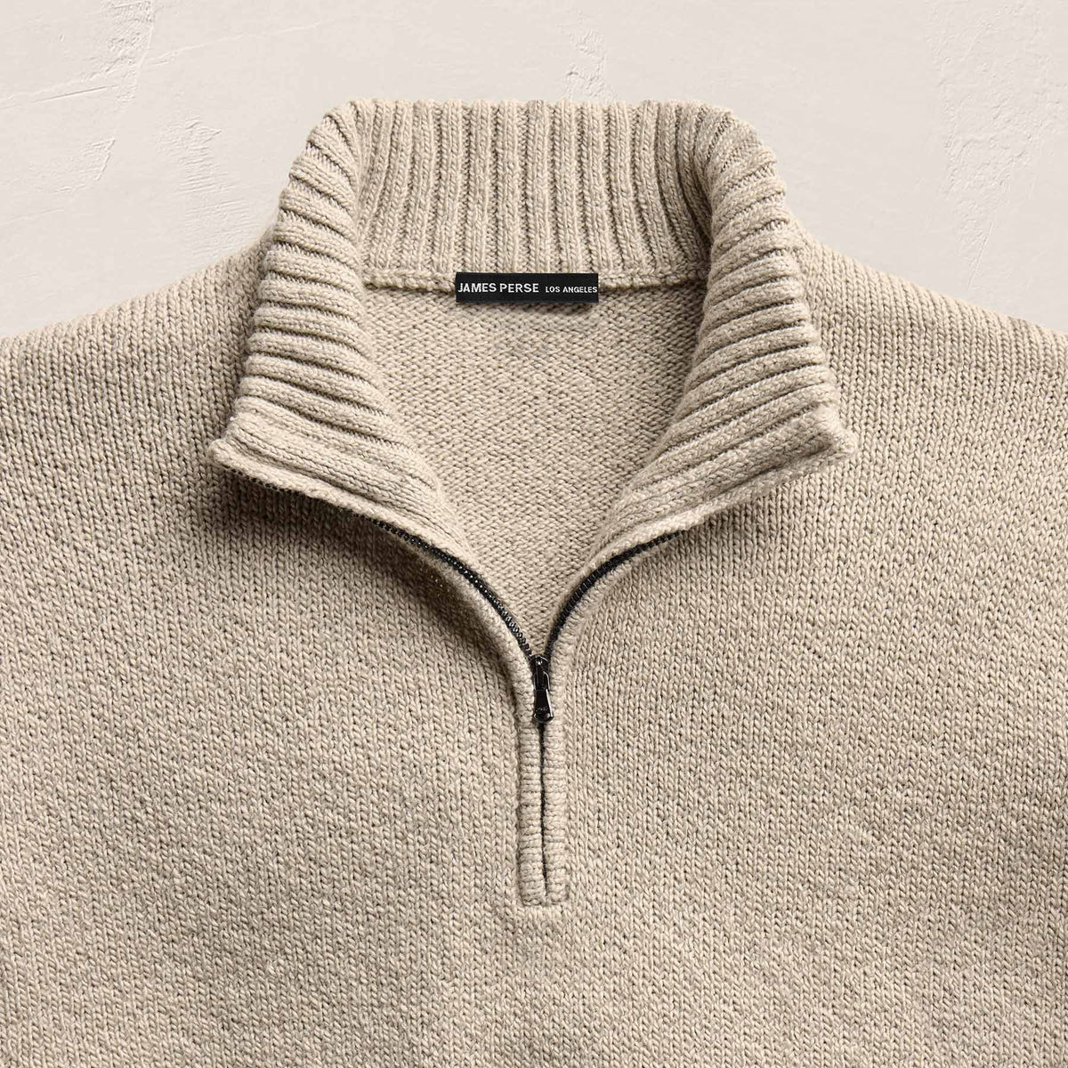 Stretch Cotton Knit Pullover in Taupe | James Perse Los Angeles