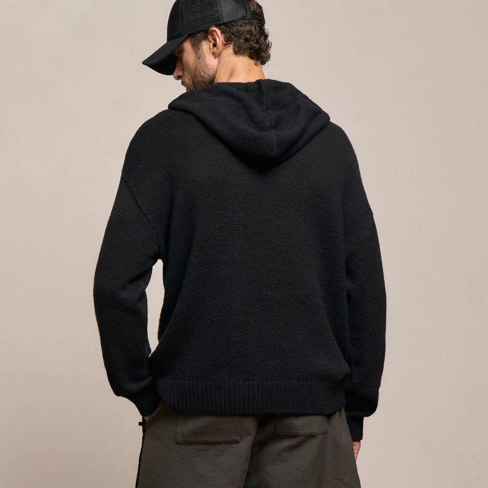Stretch Cotton Hoodie in Black | James Perse Los Angeles