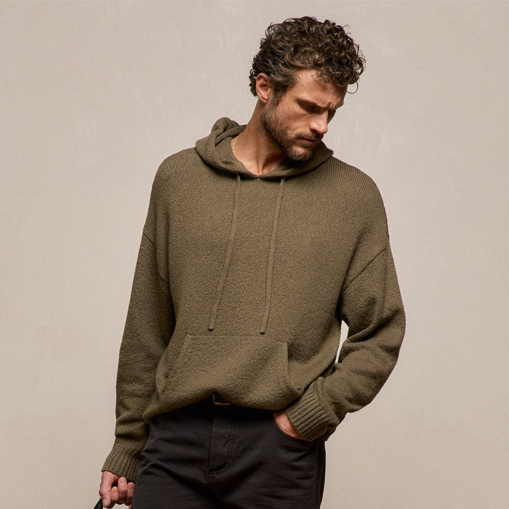 Stretch Cotton Hoodie - Light Olive