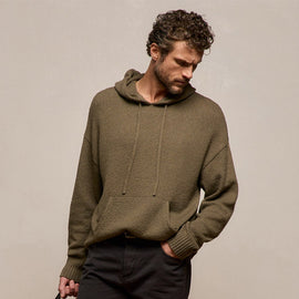 Stretch Cotton Hoodie - Light Olive