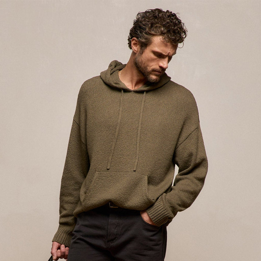 Stretch Cotton Hoodie - Light Olive