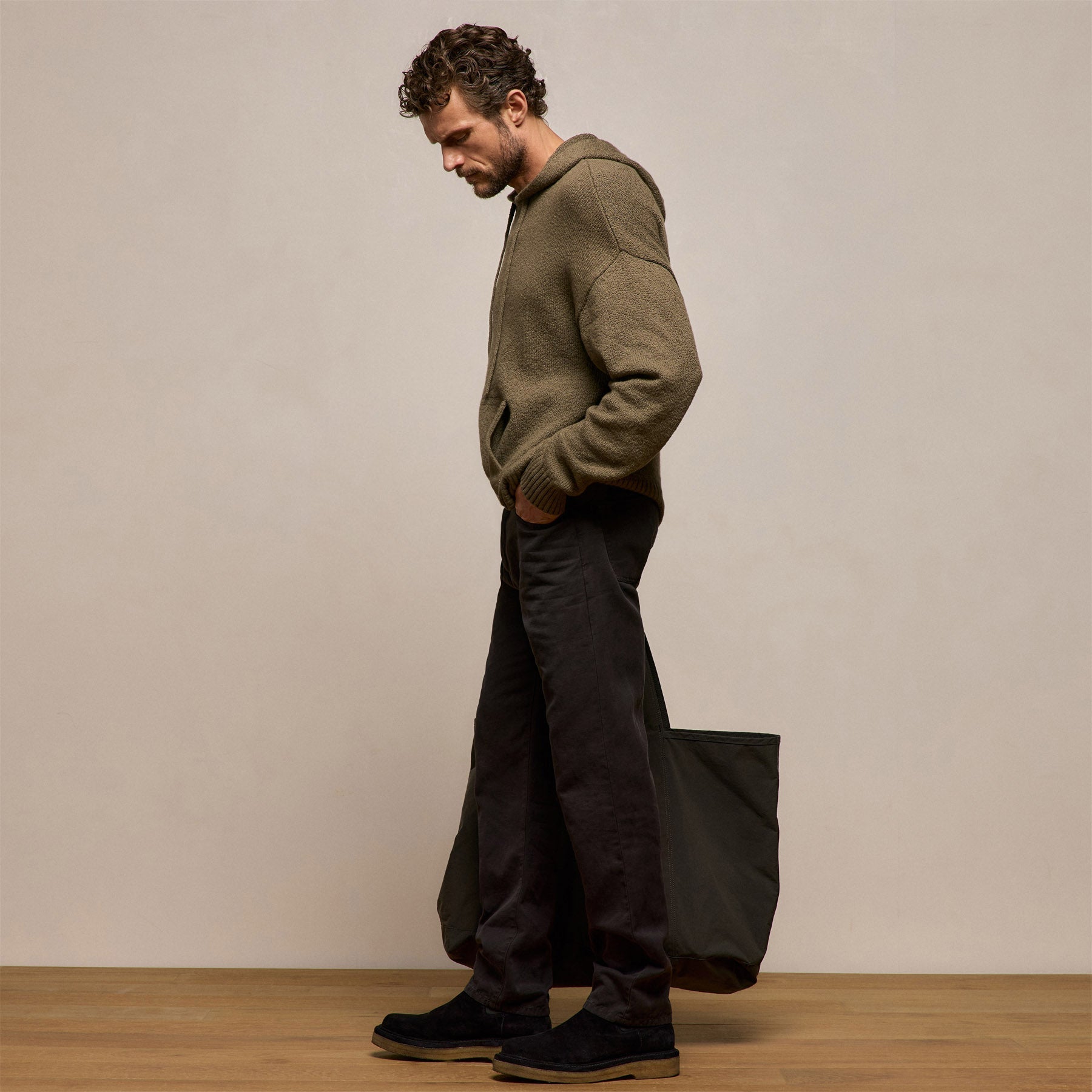 Stretch Cotton Hoodie in Light Olive | James Perse Los Angeles