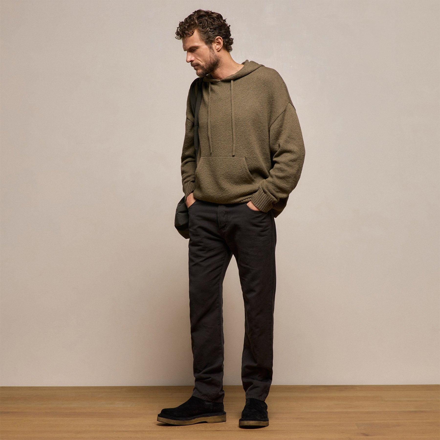 Stretch Cotton Hoodie in Light Olive | James Perse Los Angeles