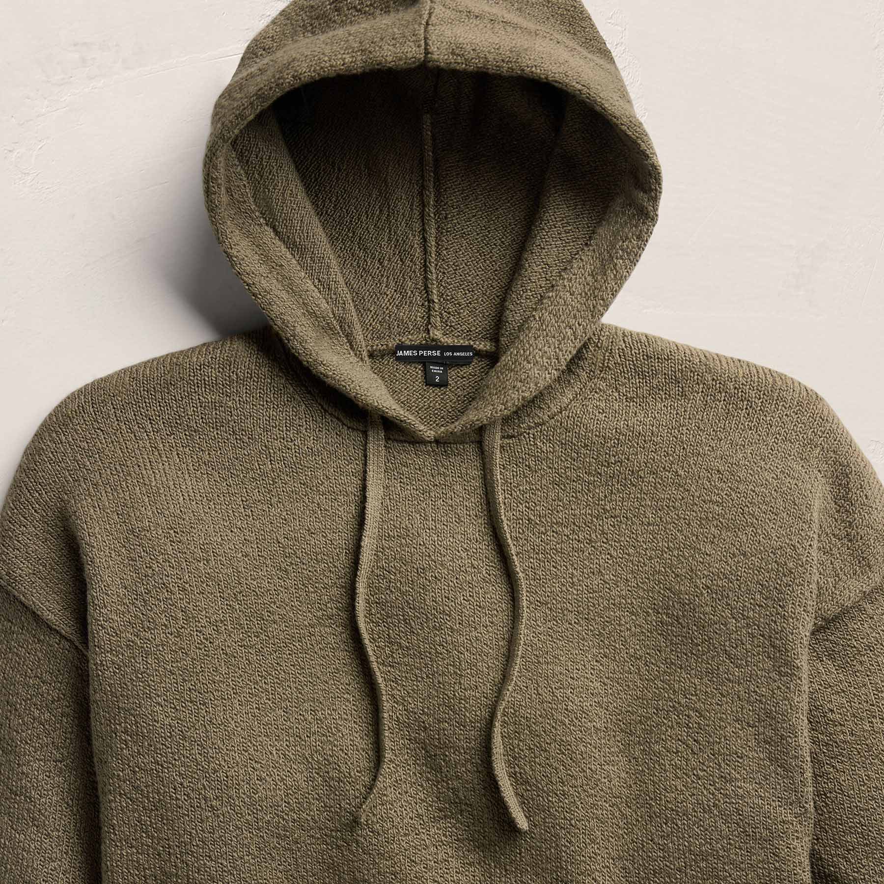 Stretch Cotton Hoodie in Light Olive | James Perse Los Angeles