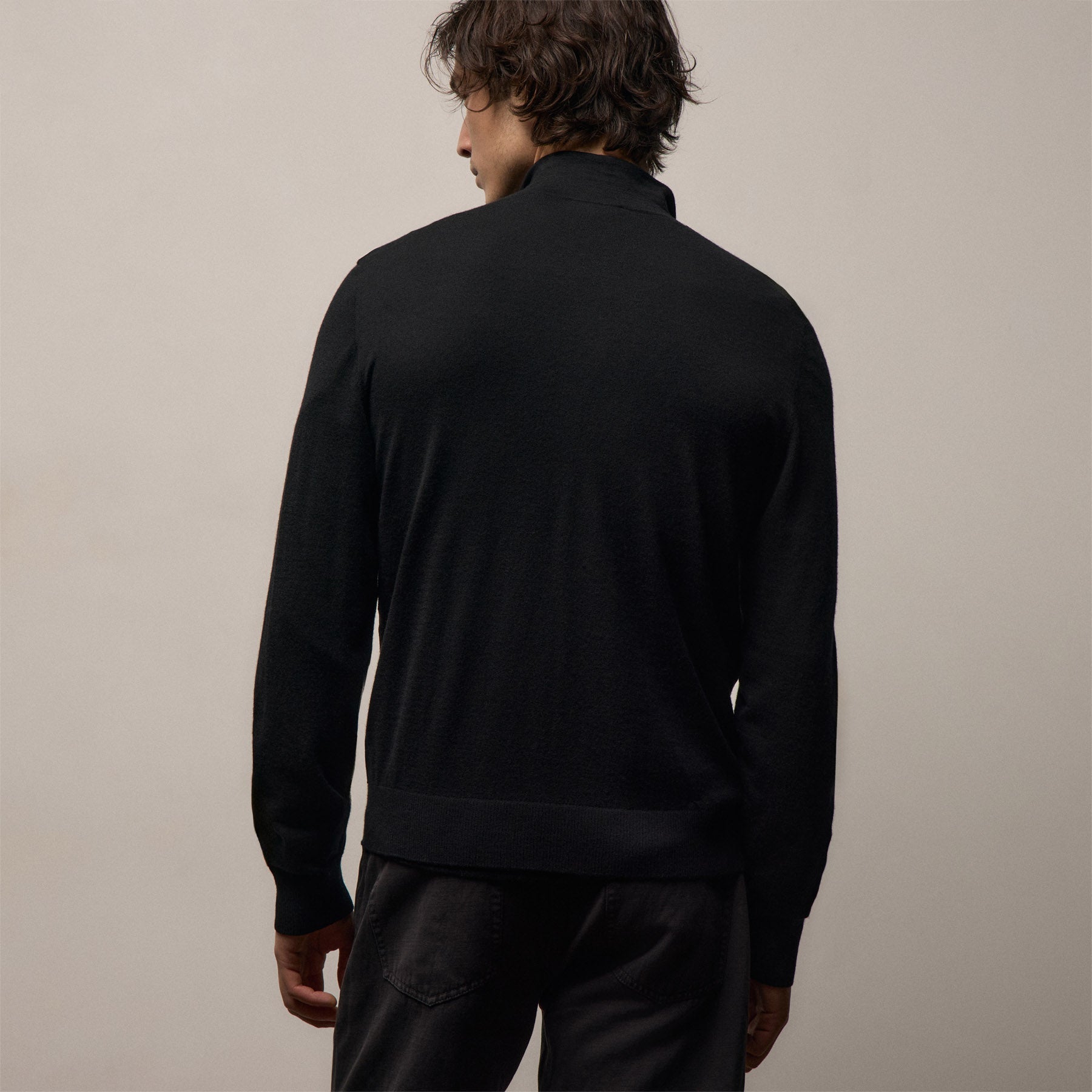 Ultrafine Cashmere Suede Front Zip Cardigan In Black | James Perse Los Angeles