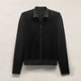 Ultrafine Cashmere Suede Front Zip Cardigan in Black | James Perse Los Angeles