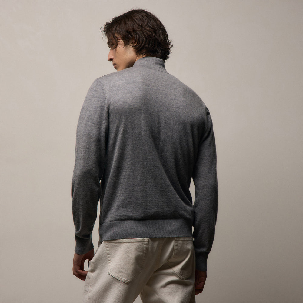 Ultrafine Cashmere Suede Front Zip Cardigan In Heather Grey | James Perse Los Angeles