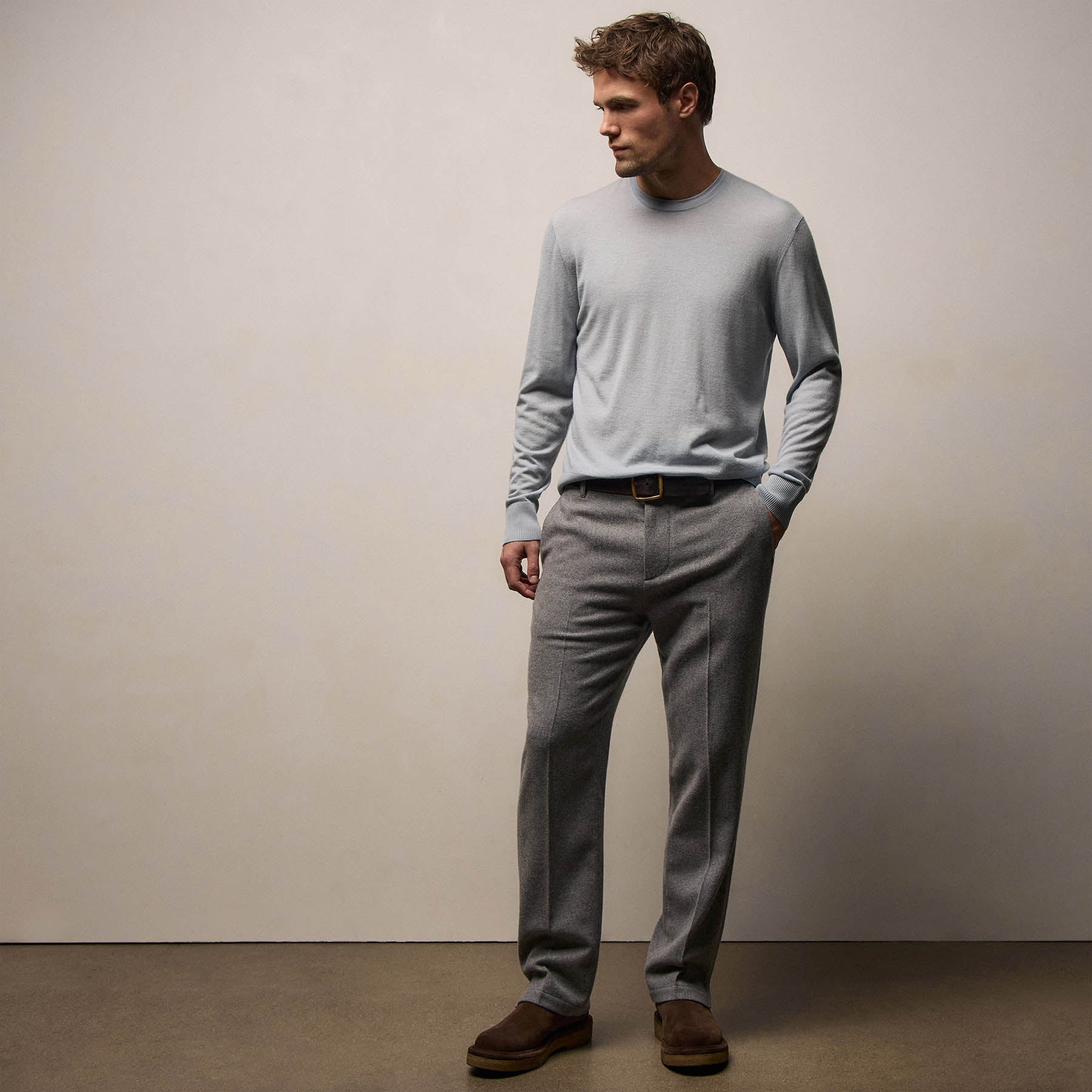 Ultrafine Cashmere Crew in Grey Glacier | James Perse Los Angeles