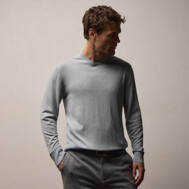 Ultrafine Cashmere Crew in Grey Glacier | James Perse Los Angeles
