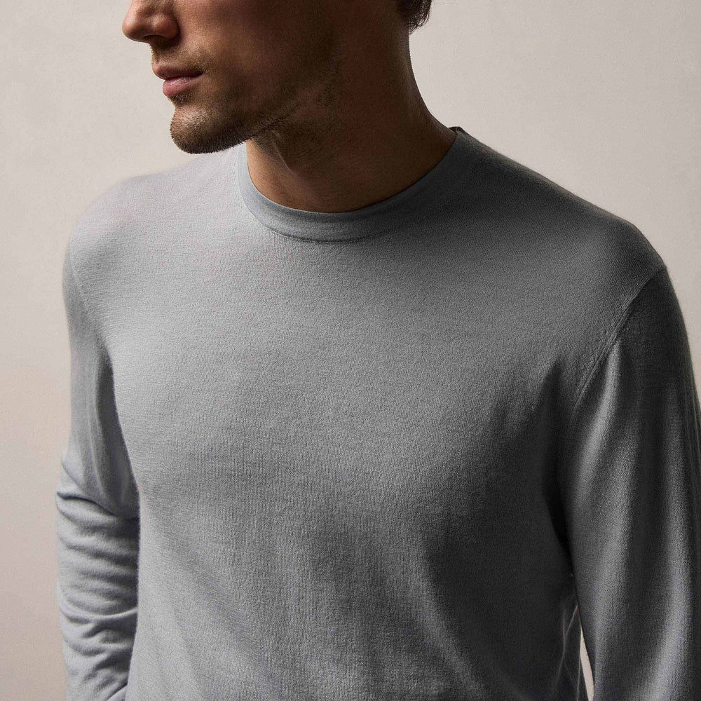 Ultrafine Cashmere Crew in Grey Glacier | James Perse Los Angeles