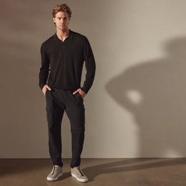 Lightweight Fine Gauge Cashmere Polo in Black | James Perse Los Angeles