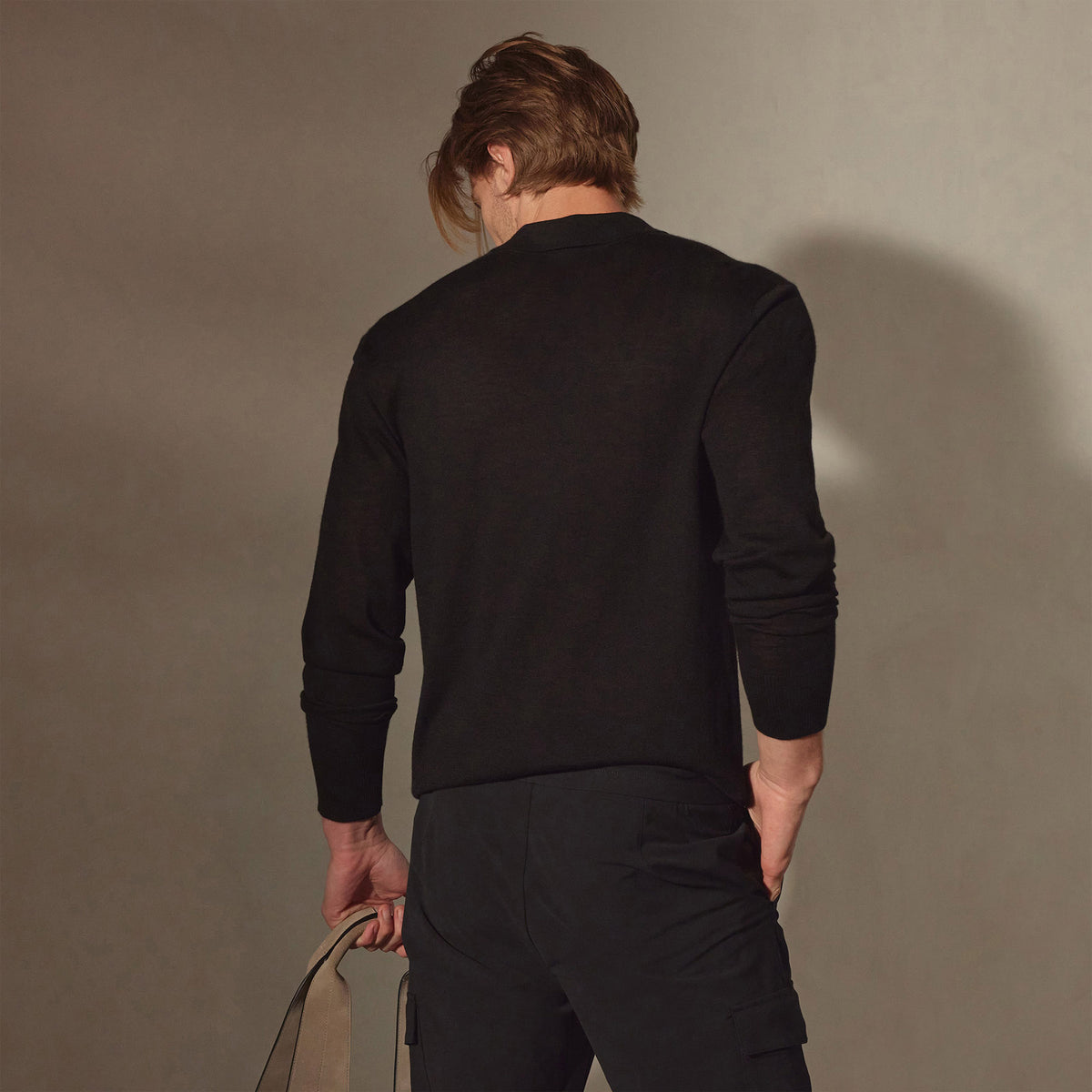 Lightweight Fine Gauge Cashmere Polo in Black | James Perse Los Angeles