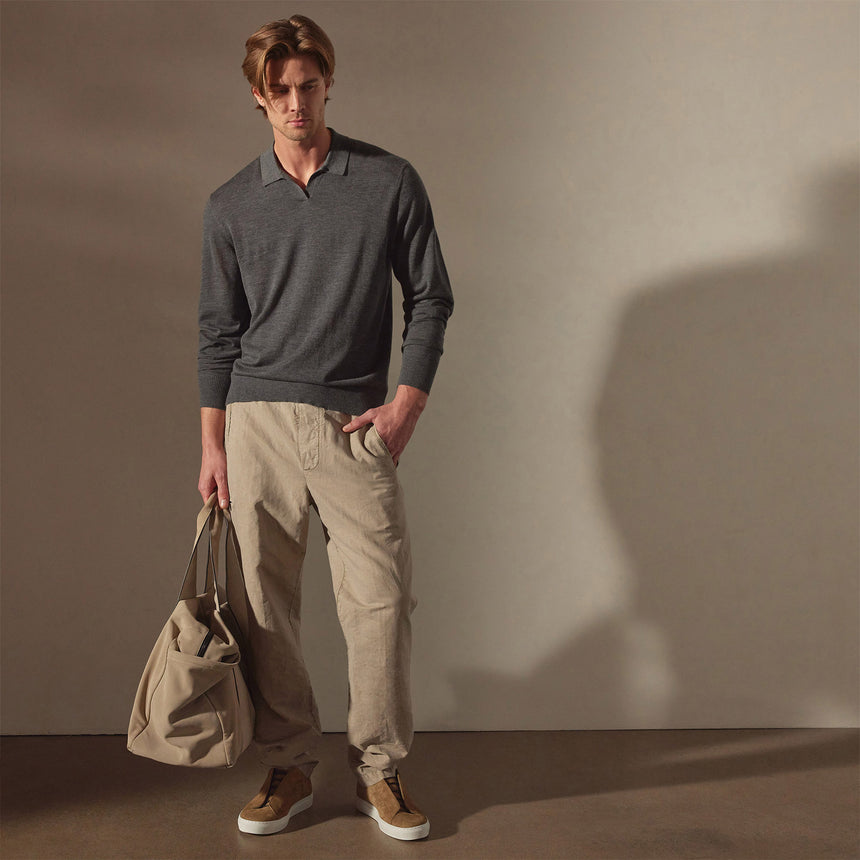 Lightweight Fine Gauge Cashmere Polo in Charcoal | James Perse Los Angeles