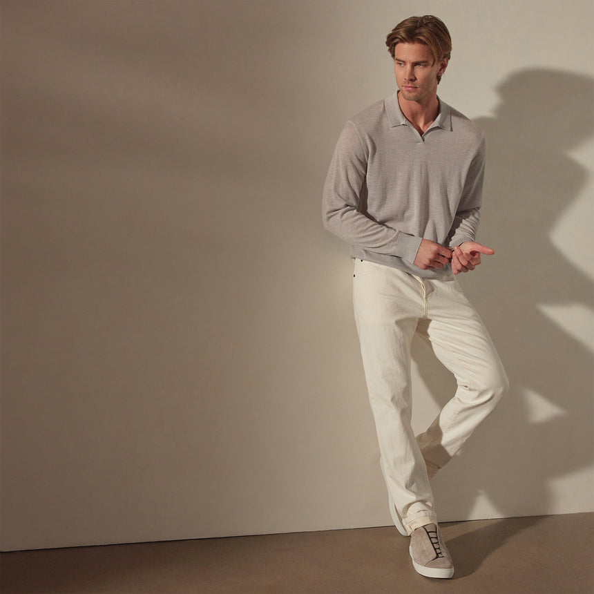 Lightweight Fine Gauge Cashmere Polo in Stone | James Perse Los Angeles