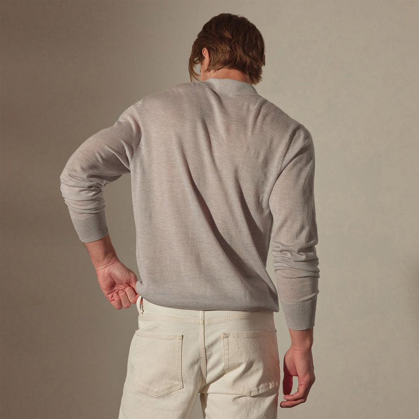 Lightweight Fine Gauge Cashmere Polo in Stone | James Perse Los Angeles