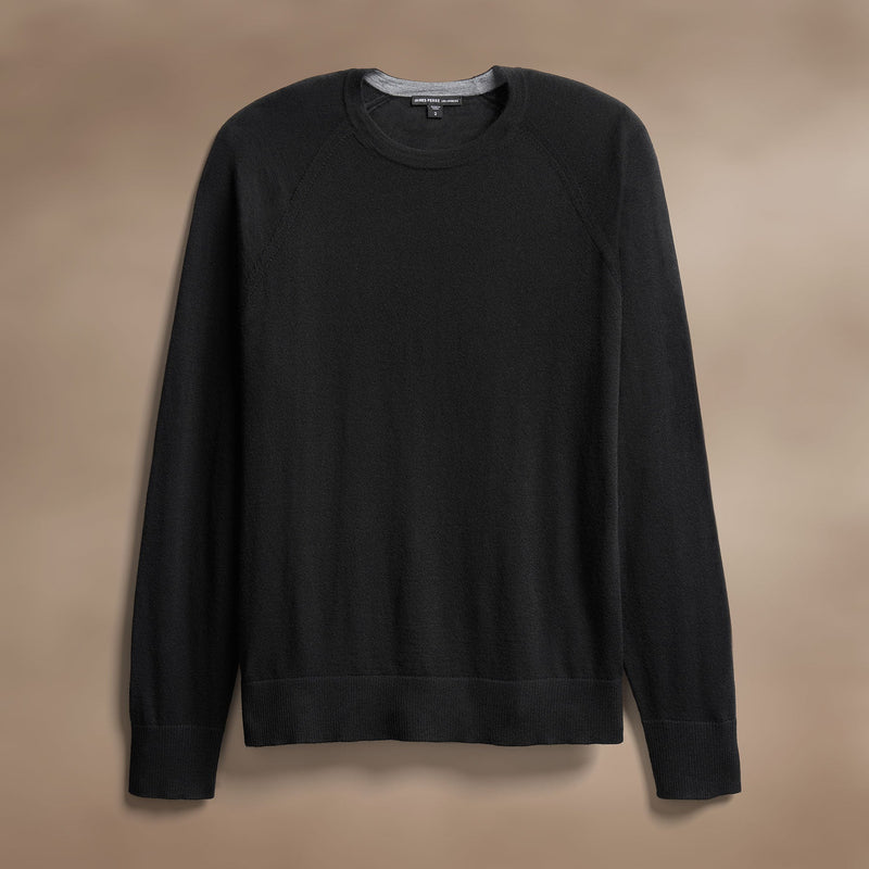 Ultra Fine Cashmere Raglan Crew in Black | James Perse Los Angeles