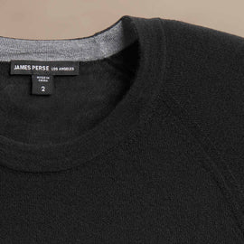 Ultra Fine Cashmere Raglan Crew in Black | James Perse Los Angeles